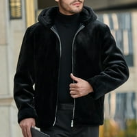 Muška crna Fau kožna jakna Potpuna paketa sa kapuljačom s dugim rukavima Zima vjetrovitarni ležerni