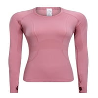 Rejlun Women Workout Top Solid Color Yoga T-majice Dugi rukav Tee Slim bluza Comfy Sportska majica Narančasta
