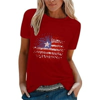 Prevelike majice za žene Crew vrat kratkih rukava Osnovna majica Dan nezavisnosti Ispiši RD L