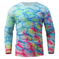 Paptzroi Tops 3D majica Ležerne prilike za ispis Geometrijska bluza Okrugli muške bluze s dugim rukavima