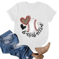 Sive T majice za žensku modnu majicu Baseball Print Kratki rukav Summer Casual Tunic Top