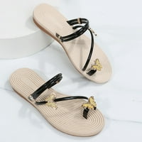 Rewenti ženske ljetne papuče Rhinestone i leptir ukrasite dizajn prstenastim sa sandalima za ljetne