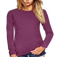 Zodanni Ženske majice dugih rukava Casual majica Redovna fit pulover radne vrhove ljubičaste 2xl