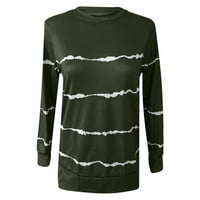 Plus veličine za žene jesen zimski casual dugih rukava srušena dukserica Striped ispis labav pulover