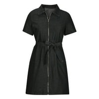 Lemmjia Ljetne haljine za žene plus veličine Ženska ljetna modna čipka up struk s kratkim rukavima patentni