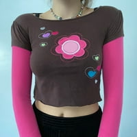 Tuphregyow Wens odozgo za klirens Y2K odjeća casual bluza seksi lažni dvodijelni osnovni pulover plus
