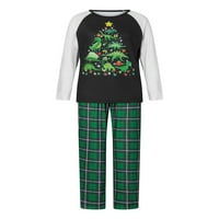 Božićne pidžame za obiteljski božićni dugi rukav dinosaur tiskarskih vrhova i pletene hlače za spavanje