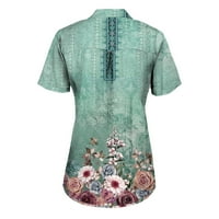 Huachen Womens Ljetni kratki rukav na majici na vrhu majice cvjetne žene ljetne poslovne majice