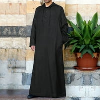 SHPWFBE MENS ROBE Muška majica muslimanska džepna rukav ležerna ležerna Thobe Solid Muška duga Jubba