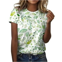 Žene plus veličine Ženski modni vrhovi printe casual labavo fit majice bluza za bluzu tiska na okruglom