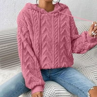 Ženska zimska feuzrat runo-fleece kabel jacquard toplo sherpa pulover Otif affery kaput ružičasta s