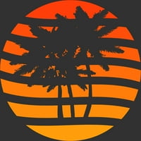 Palm Drveće Grunge Sunset Boys Drveni grafički grafički grafički tee - Dizajn ljudi XL