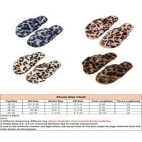 Ženski plišani papuča križa kaiš lepršavi slajdovi Leopard Print Fuzzy Papuče Ugodne kuće Ženske dame