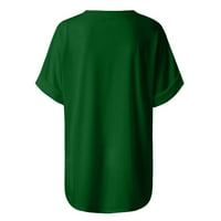 Zeleni vrhovi za žene za žene Ležerne ljeto Ženska modna gradijentna bluza V-izrez kratki rukav Ležajući džepovi, majica s džepovima, zelenim, m