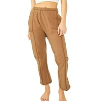 Modne ženske hlače Dame Jesen i zimski stil čipke up džepne alate duge pune boje casual pantalone za