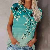 OAVQHLG3B Moda Žene ljetne vrhove kratki rukav cvjetni 3D ispisani labavi fit crewneck majice Ležerne prilike Comfy Tunic Bluzes