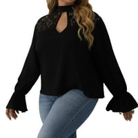 Ženski plus bluze elegantan obični reznik reč za ključat TOP 0xl crni