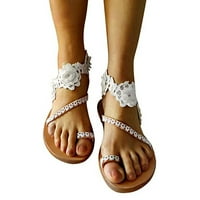Čišćenje cipela za babysule ženske cipele, udobne čvrste boje čipke Flip-flops sandale ravne čipke cvjetne