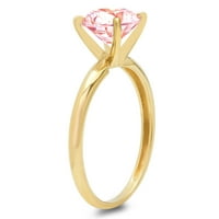 1.5ct okrugli rez ružičasti simulirani dijamant 18k žuti zlatni gravirajući izjavu godišnjica Angažovanost