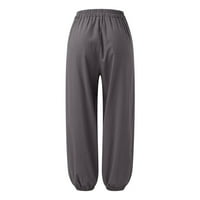 Slim posteljine za žene visoke elastične struk baggy lounge hlače gležnjače pantalone sa džepovima čvrste