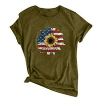 Američka zastava Suncokretoročni majica Žene Vintage izbijeljena košulja 4. jula Patriotska košulja