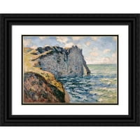 Claude Monet Black Ornate uokviren dvostruki matted muzej umjetnički print pod nazivom: Cliff Aval,