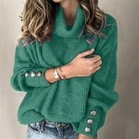 CAICJ džemperi za žene Modni ženski poklopac za ženska ovratnik u boji pune boje rukava pleteni ležerni