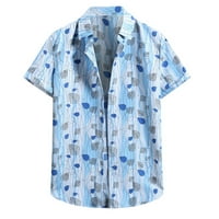 Muške ljetne havajske majice TOP rever s kratkim rukavima s jednom grudnom bluzom tropskog print plaža