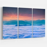 Dizajn umjetno more bijele magle i planine - grafička umjetnost na zamotanu platnu postavljenu