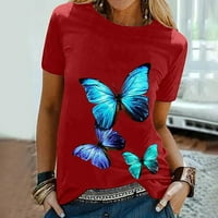 Ženski ljetni vrhovi kratkih rukava Bluze Regularne fit t majice Pulover Tines vrhovi leptir tisak T-majice