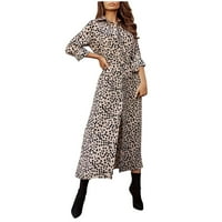 Žene Leopard Šifon dugih rukava za ispis casual party vintage boho maxi haljina hot25sl4487658