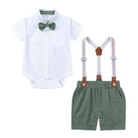 Baby Boys Pamuk ljeto gospodo šesna sa odjeće kratki rukav Bowtie ROMPER SUSPENDER HRATS Outfits Set