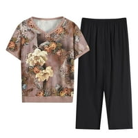 Hoksml Sexy Outfit za žene, Žene Ljeto obrezane hlače Gumb Cardigan Ispiranje Casual Dvije odijelo