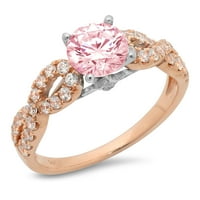 1.36ct okrugli rez ružičasti simulirani dijamant 18k ružičasto bijelo zlato Angažova prsten veličine