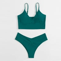 Finelylove bikini visokog struka Bikini push-up bandeau grudnjak u stilu bikini zelena s