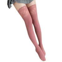 Ženske čipke obloge bedara preko koljena čarape duge pamučne tople čarape ružičaste