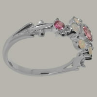 Britanci izrađeni tradicionalni čvrsti čvrsti 18K bijeli zlatni prsten sa prirodnim ružičastim turmalinskim