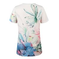 Majice za žene Ljeto Ležerne prilike O vrat Cvjetni print Kratki rukav majica Top Tee Majica Top Bluze