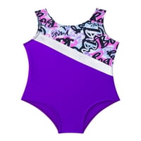ZDHOOR Kids Girls jednodijelni plivajući kombinezon za plivanje BodySuit patchwork printova kupaći kostimi ljubičasti grafiti 10
