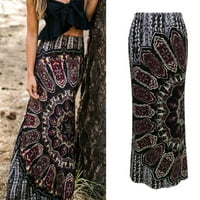 Suknje za žene Maxi ljeto Dugo ležerne prilike Retro boho plemena cvjetna ciganska suknja na plaži