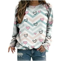 Fanxing Wove Love Heart Dukserirt Jesen Bluza s dugim rukavima Prevelizirani povremeni pulover za teen Girls S, M, L, XL, XXL