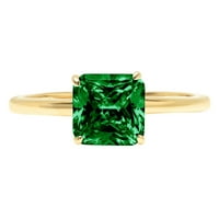 1.5ct Asscher Cut zeleni simulirani smaragd 14K žuti zlatni angažman prsten veličine 10