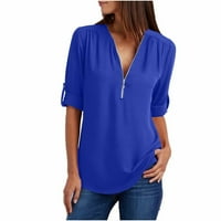 Šifonske bluze za ženske košulje s rukavima V izrez plus veličina Bluze Tunic Top Soild Colore labavi