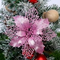 Božićna poinsettia sjajni cvjetni drveni viseći zabava xmas dekor