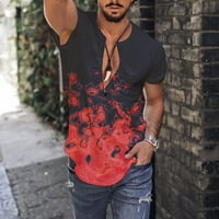 Košulje za muškarce kratki rukav 3D digitalni prin majica bez savratnika Crveni XL