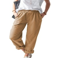 Žene elastične struke ravne pantalone za noge Ležerne duge pantalone Dame Solid Color Lounge hlače sa