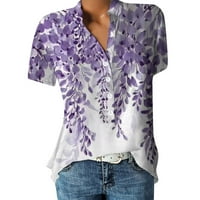 Ženske ljetne vrhove kratkih rukava V izrez T majica Grafički ispis bluza Trendy