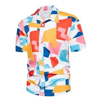 Muška majica modna casual top košulja navratnikovskog ovratnika proljeće ljeto dugme bluza u boji tiskana