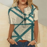 Ženske vrhove bluza Žene kratki rukav modni grafički otisci T-košulje Henley Ljetna tunika Tee višebojna
