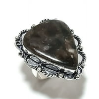 Larvikite Stone Gemstone Handmade Sterling Srebrna nakit zvona veličine 7